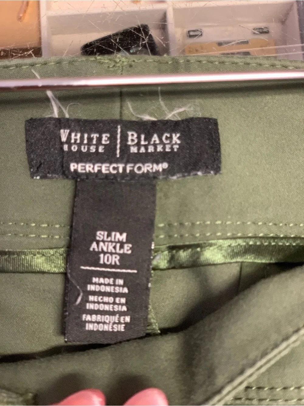 White House Black Market PerfectForm Olive Slim Ankle Pants Size-10R